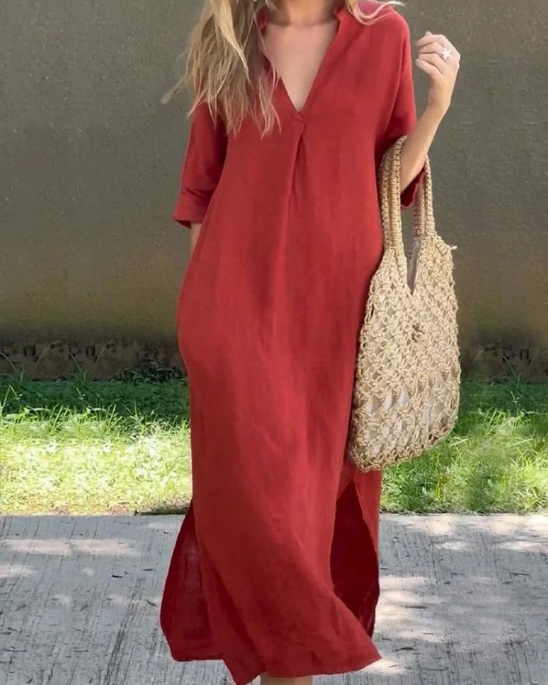 SIMBA - LEINENKLEID MIT TASCHEN