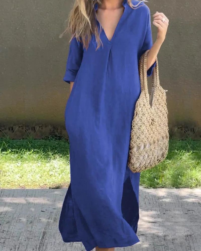 SIMBA - LEINENKLEID MIT TASCHEN