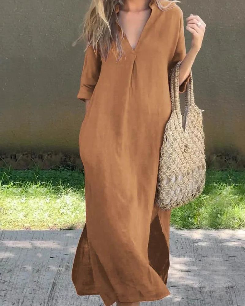 SIMBA - LEINENKLEID MIT TASCHEN