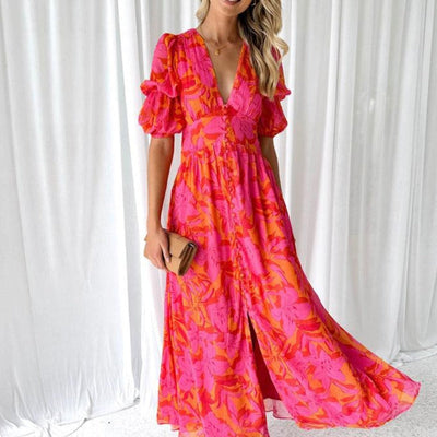 Lavinia™ | Rosafarbenes Maxikleid